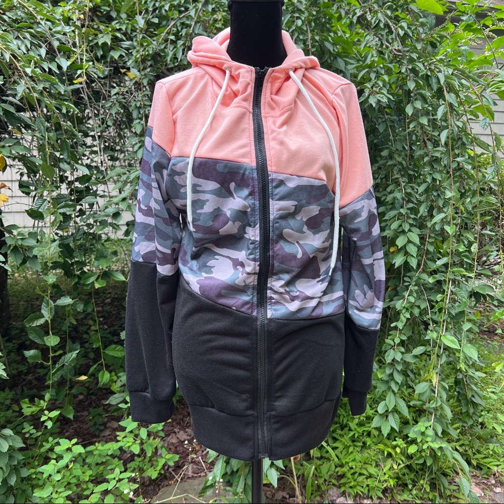 Cellabie Camo and Pink Hoodie Zip Up Sweatshirt - Picture 3 of 7